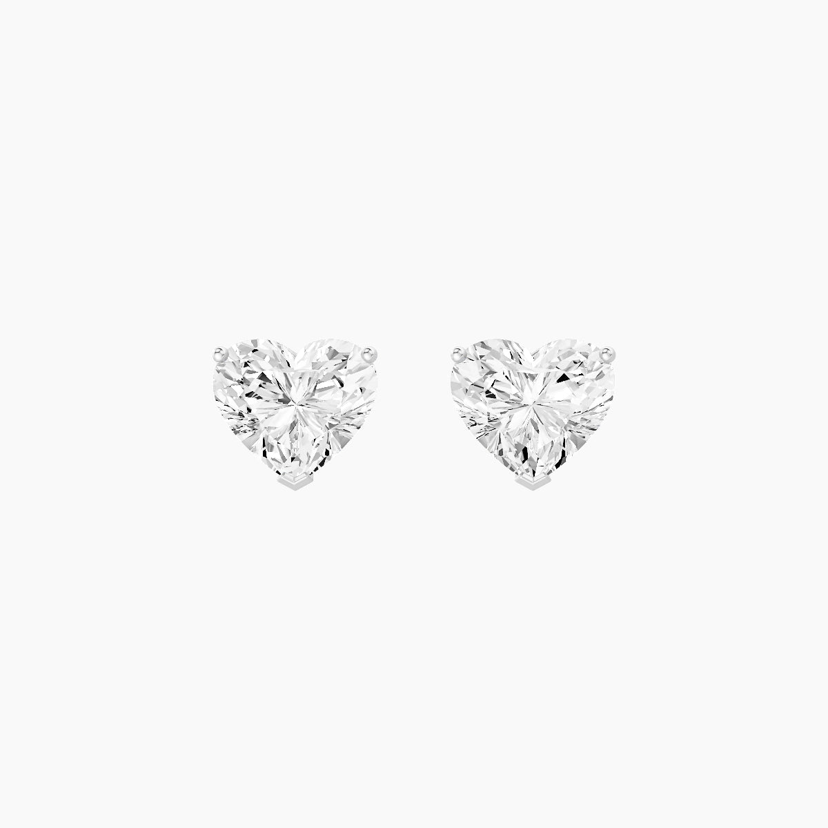 18k White Gold 2ct Heart White Lab Diamond Stud Earrings