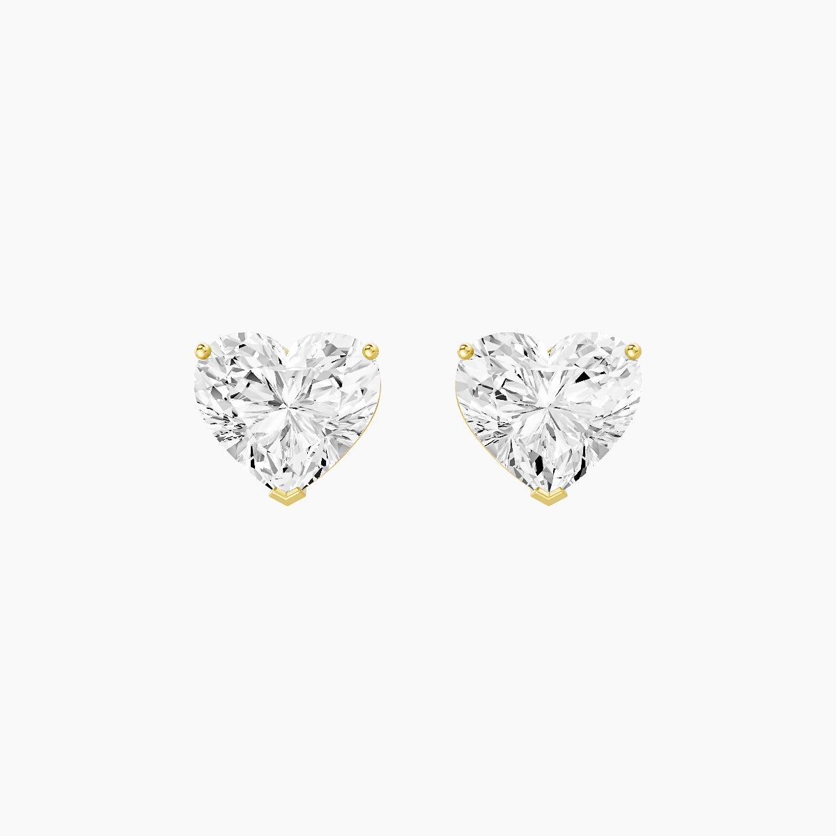 18k Yellow Gold 3ct Heart White Lab Diamond Stud Earrings