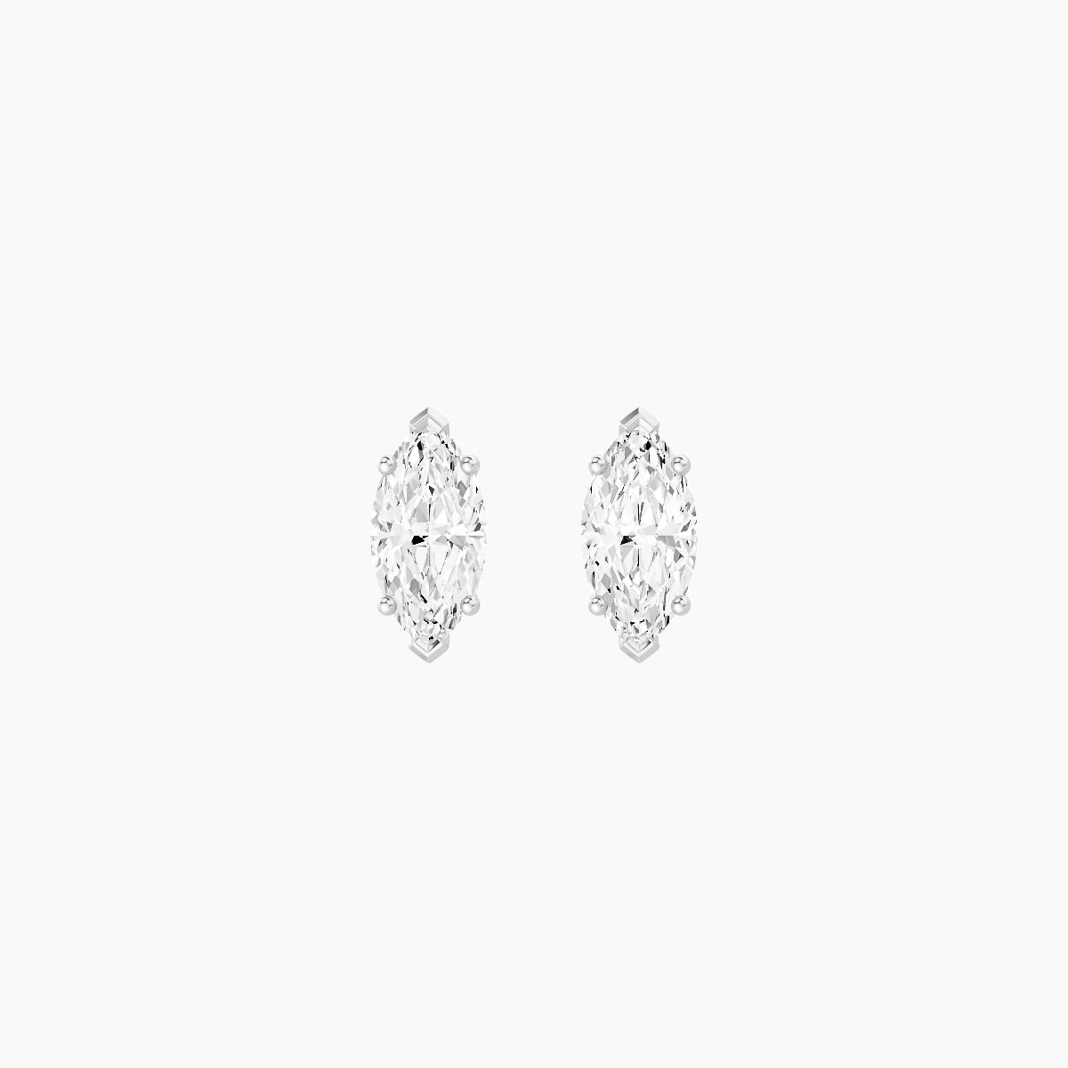 18k White Gold 1ct Marquise White Lab Diamond Stud Earrings