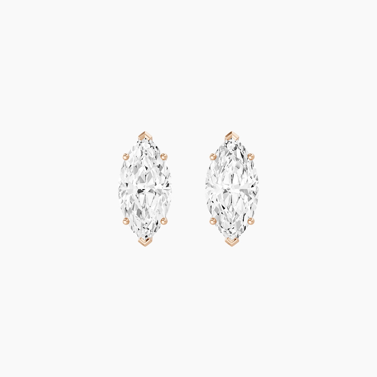 18k Rose Gold 2ct Marquise White Lab Diamond Stud Earrings