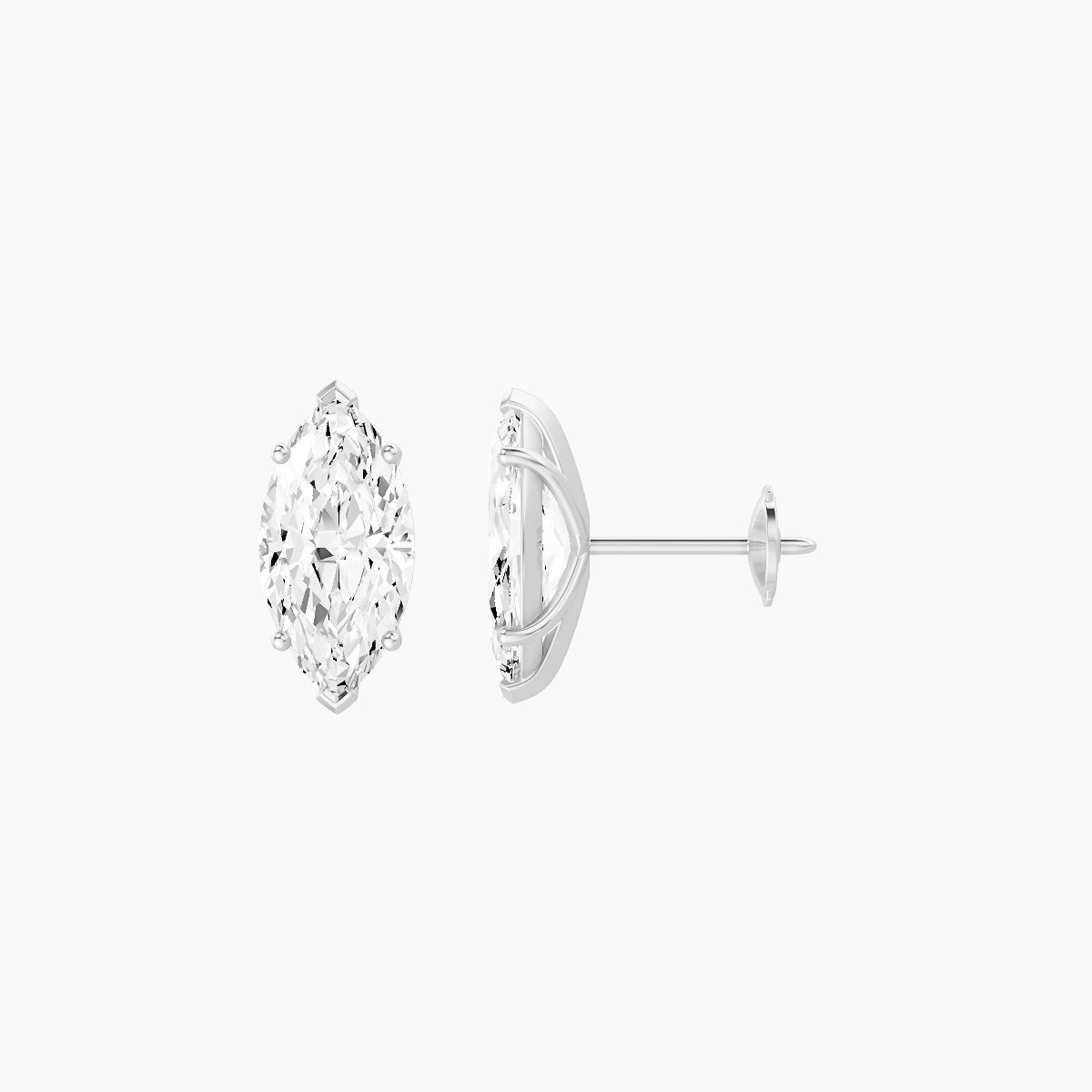 18k White Gold 2ct Marquise White Lab Diamond Stud Earrings