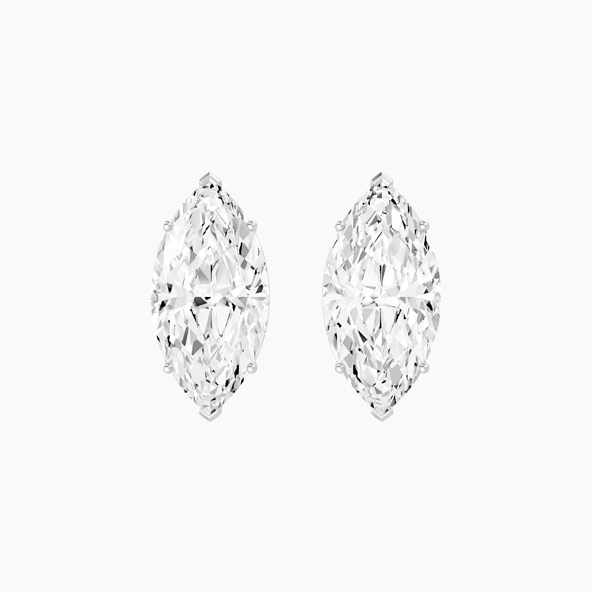 18k White Gold 5ct Marquise White Lab Diamond Stud Earrings