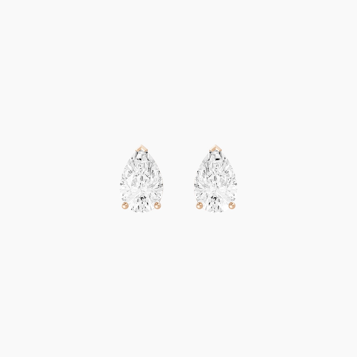 18k Rose Gold 1ct Pear White Lab Diamond Stud Earrings