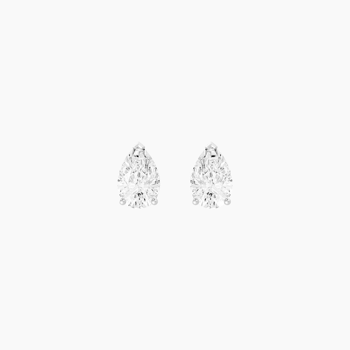 18k White Gold 1ct Pear White Lab Diamond Stud Earrings