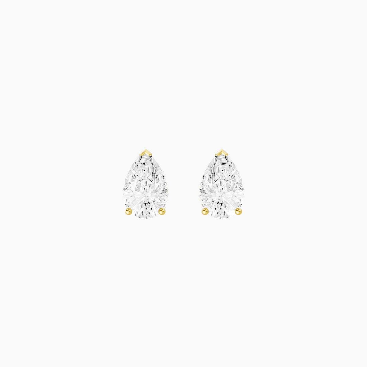 18k Yellow Gold 1ct Pear White Lab Diamond Stud Earrings