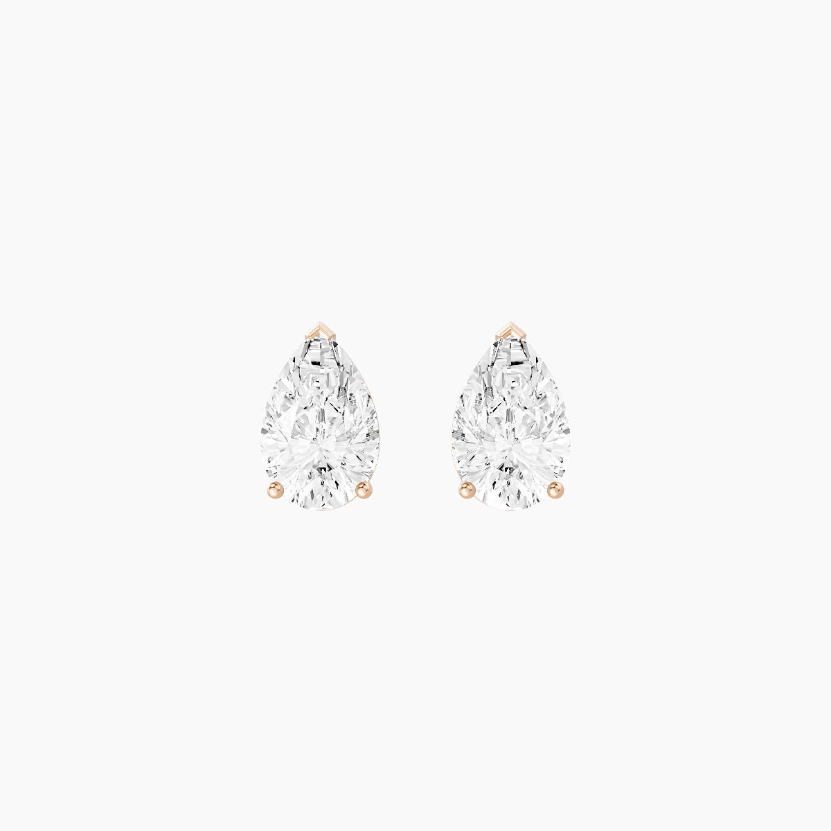 18k Rose Gold 2ct Pear White Lab Diamond Stud Earrings