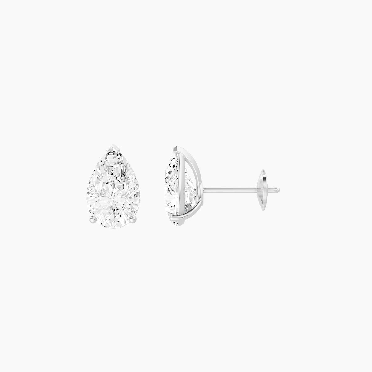 18k White Gold 2ct Pear White Lab Diamond Stud Earrings