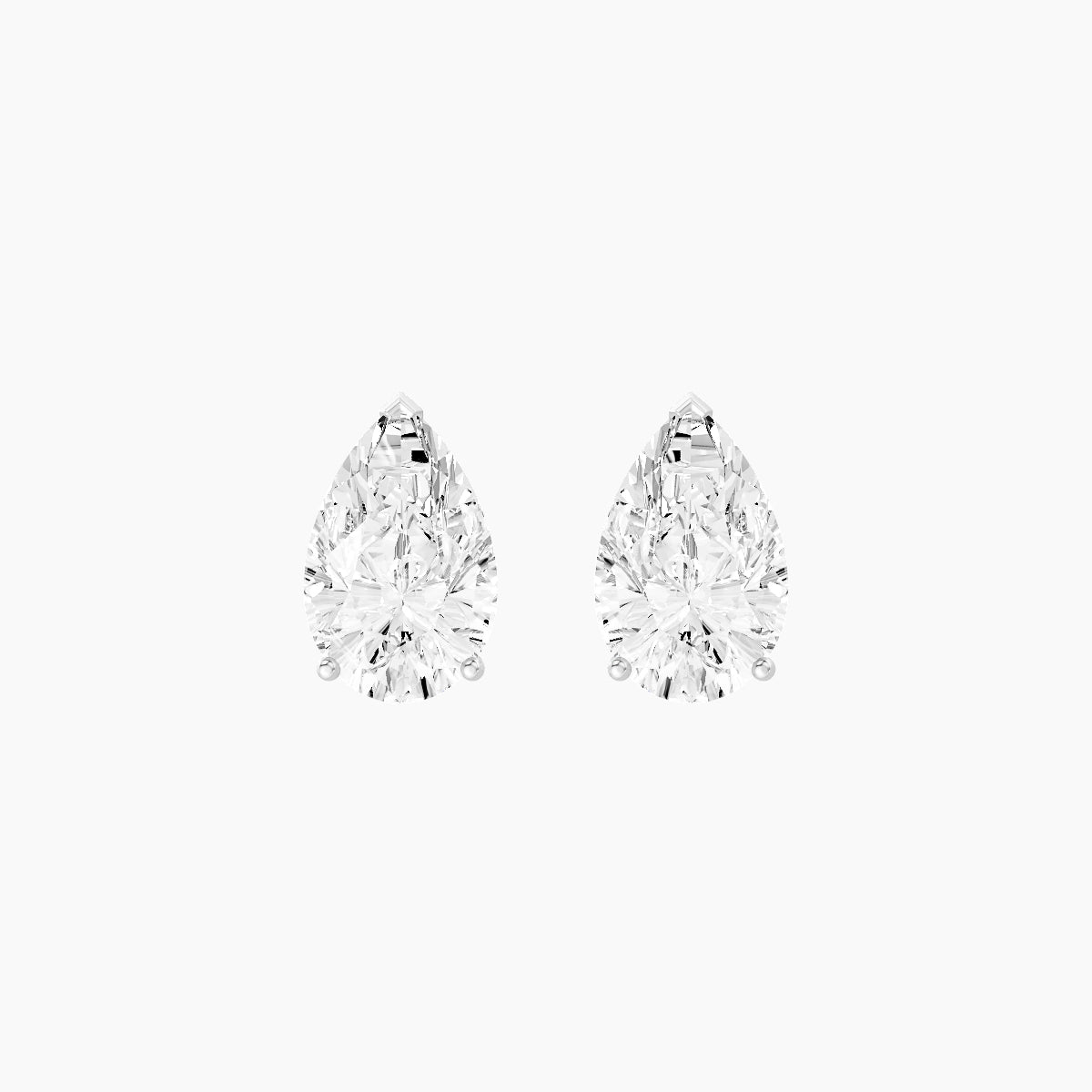 18k White Gold 3ct Pear White Lab Diamond Stud Earrings