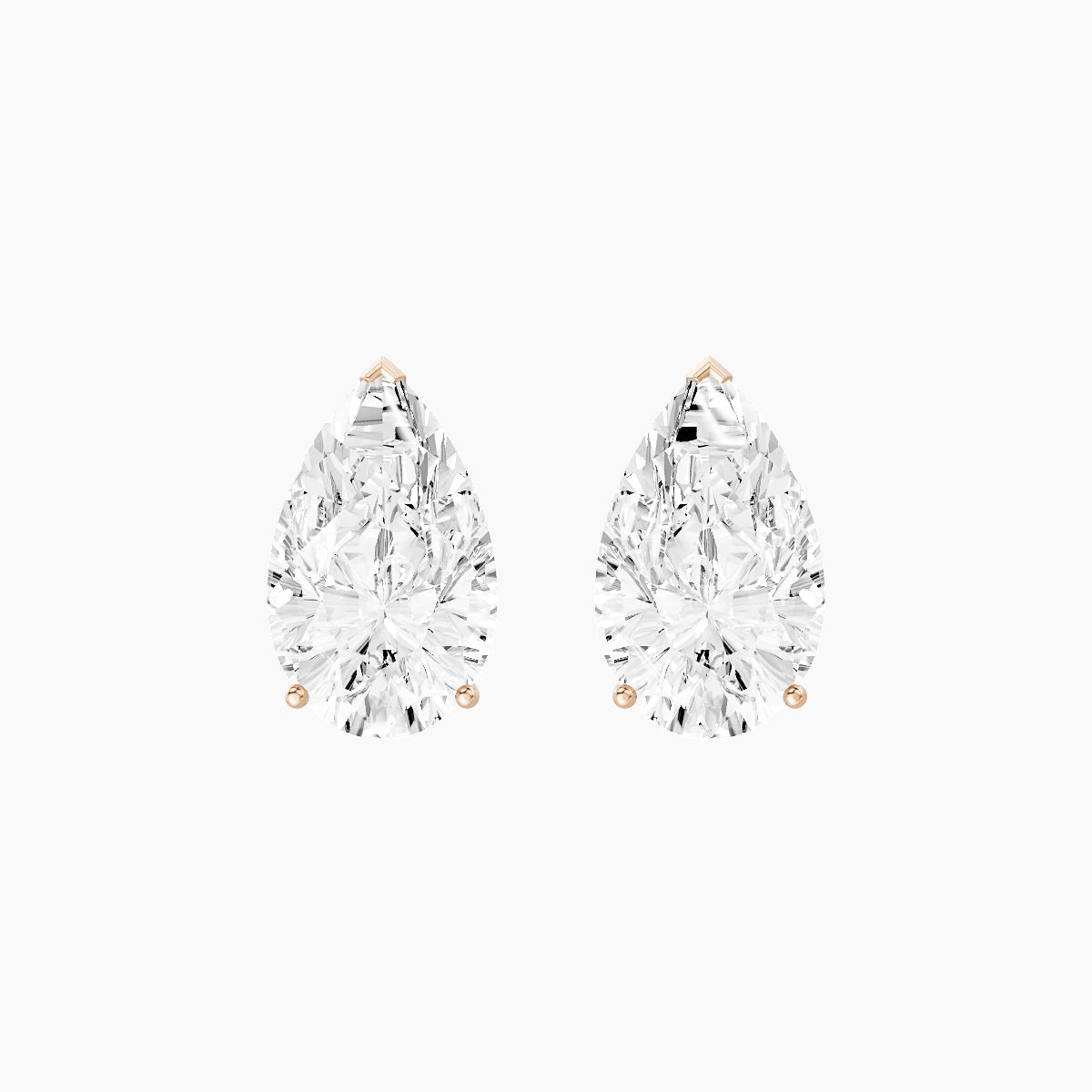 18k Rose Gold 5ct Pear White Lab Diamond Stud Earrings