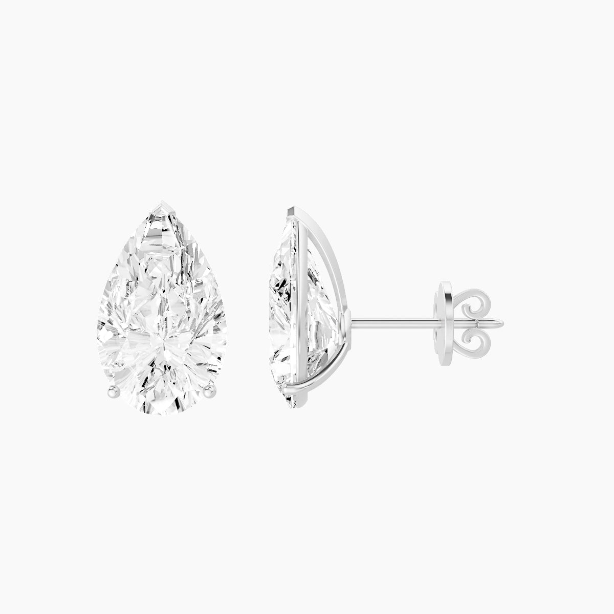 18k White Gold 5ct Pear White Lab Diamond Stud Earrings
