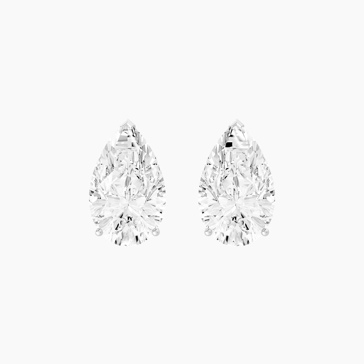 18k White Gold 5ct Pear White Lab Diamond Stud Earrings