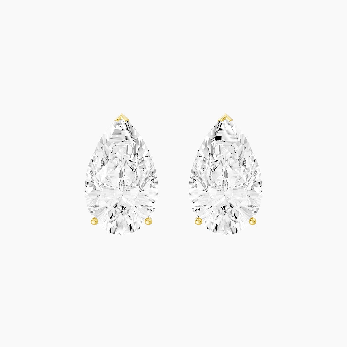 18k Yellow Gold 5ct Pear White Lab Diamond Stud Earrings
