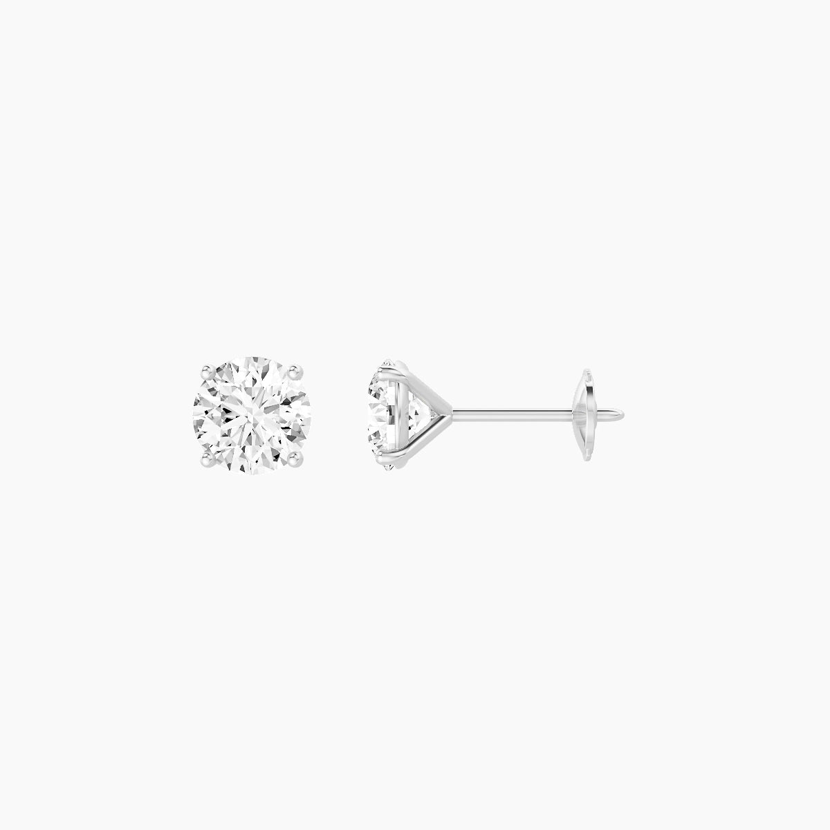 18k White Gold 1ct Round White Lab Diamond Stud Earrings