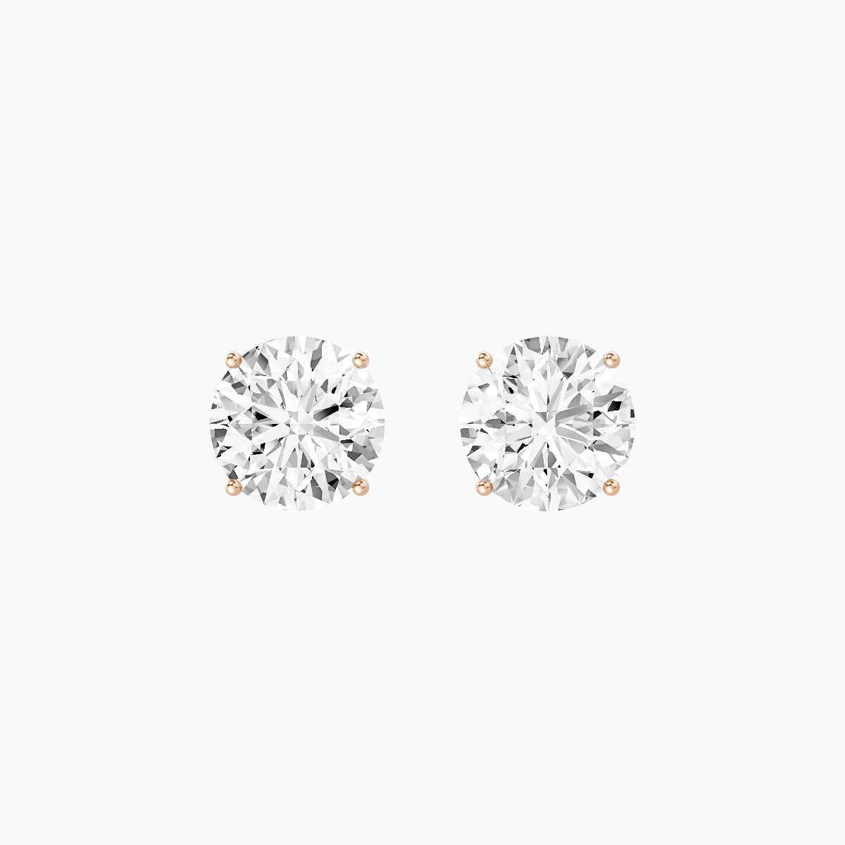 18k Rose Gold 3ct Round White Lab Diamond Stud Earrings