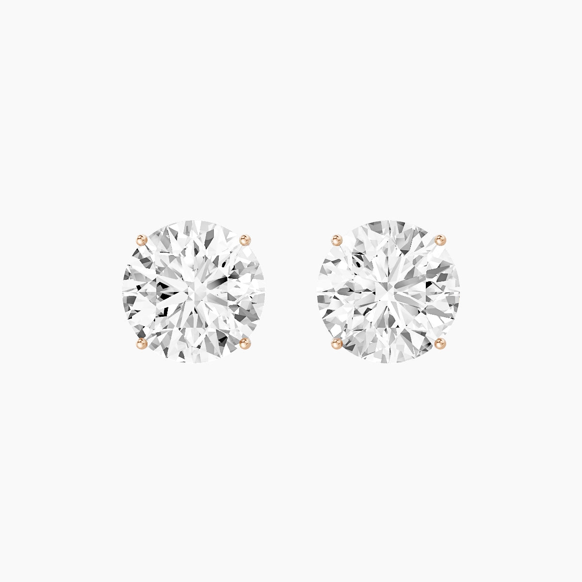 18k Rose Gold 5ct Round White Lab Diamond Stud Earrings