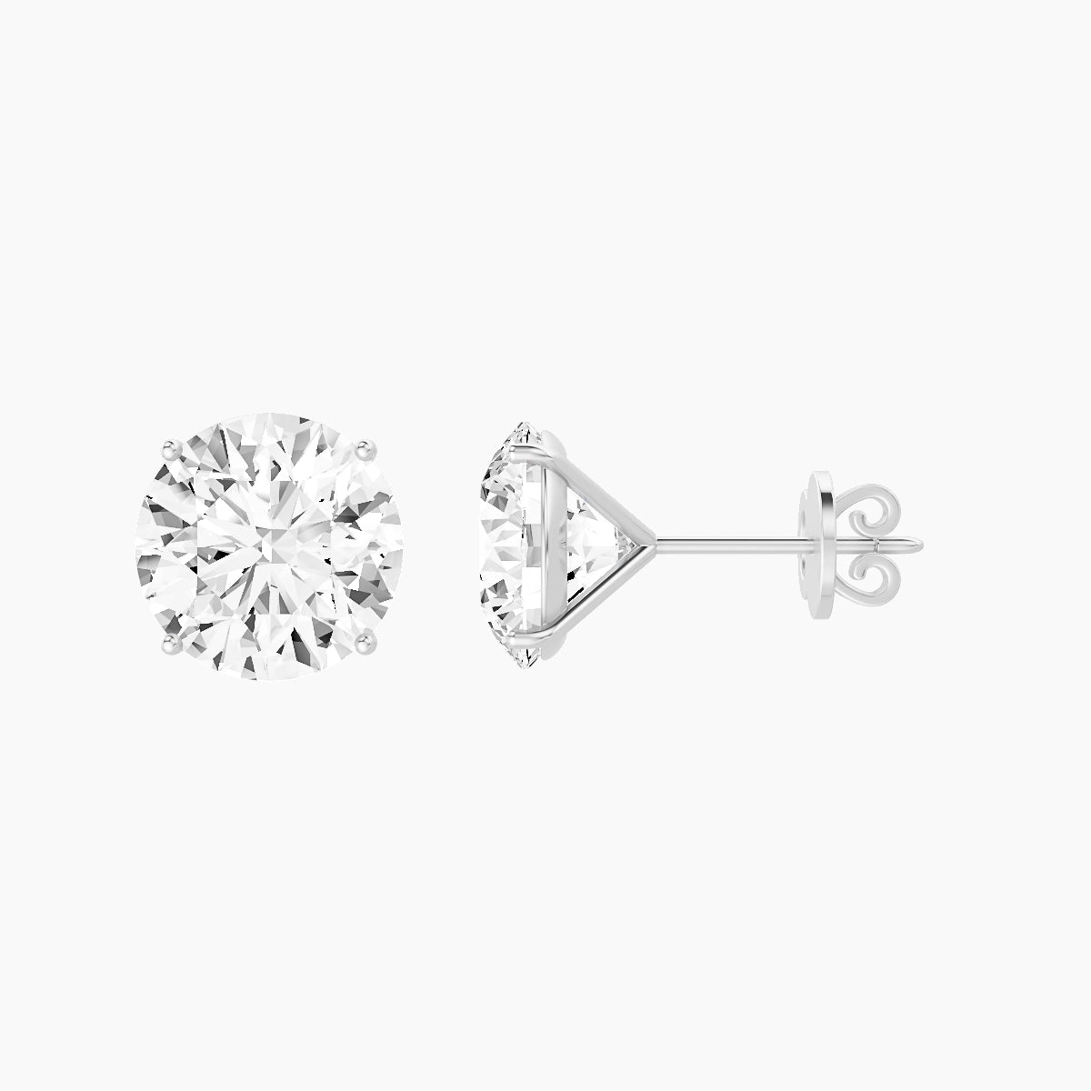 18k White Gold 5ct Round White Lab Diamond Stud Earrings