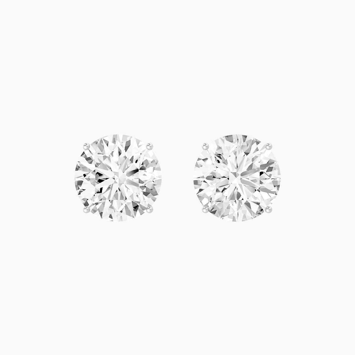 18k White Gold 5ct Round White Lab Diamond Stud Earrings
