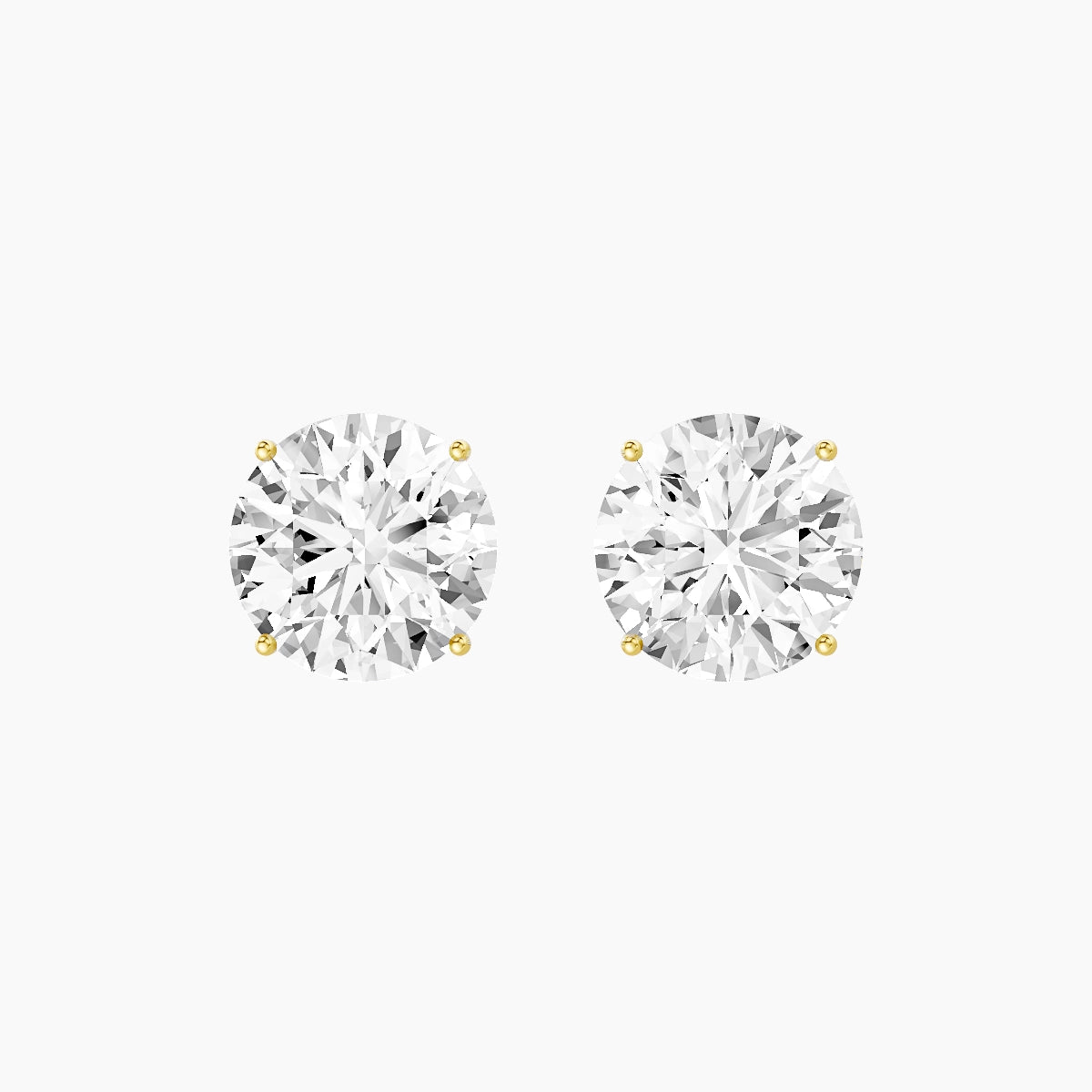 18k Yellow Gold 5ct Round White Lab Diamond Stud Earrings