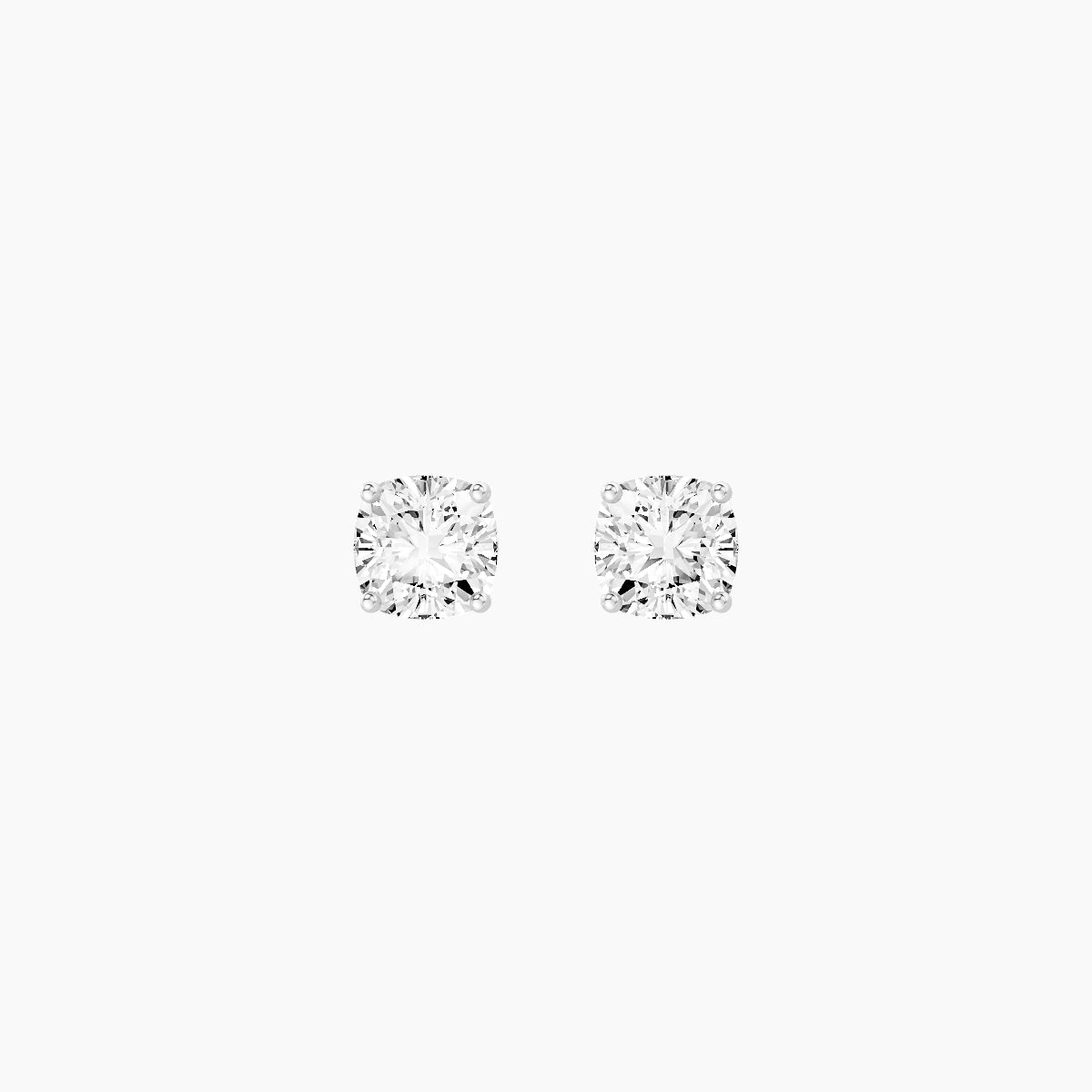 18k White Gold 1ct Square Cushion White Lab Diamond Stud Earrings