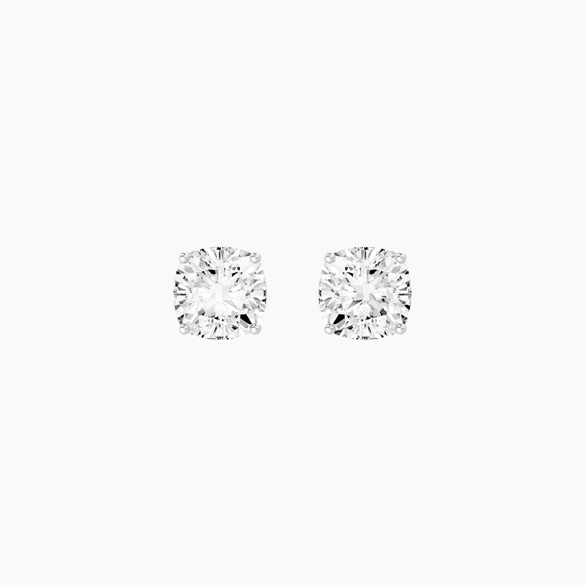 18k White Gold 2ct Square Cushion White Lab Diamond Stud Earrings