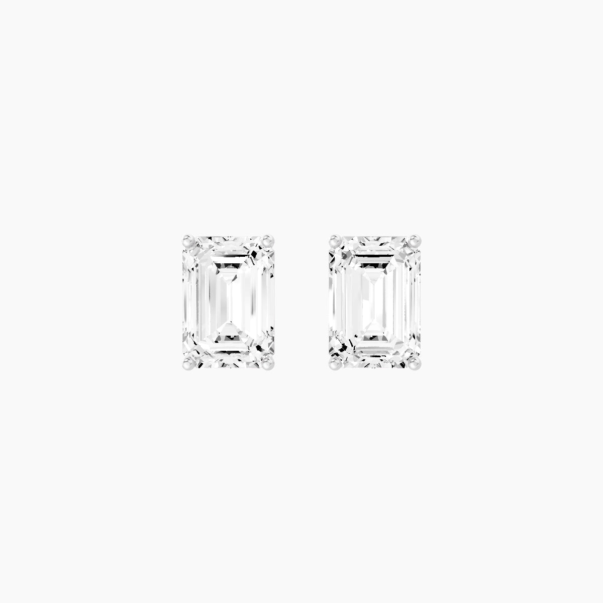 18k White Gold 3ct Emerald White Lab Diamond Stud Earrings