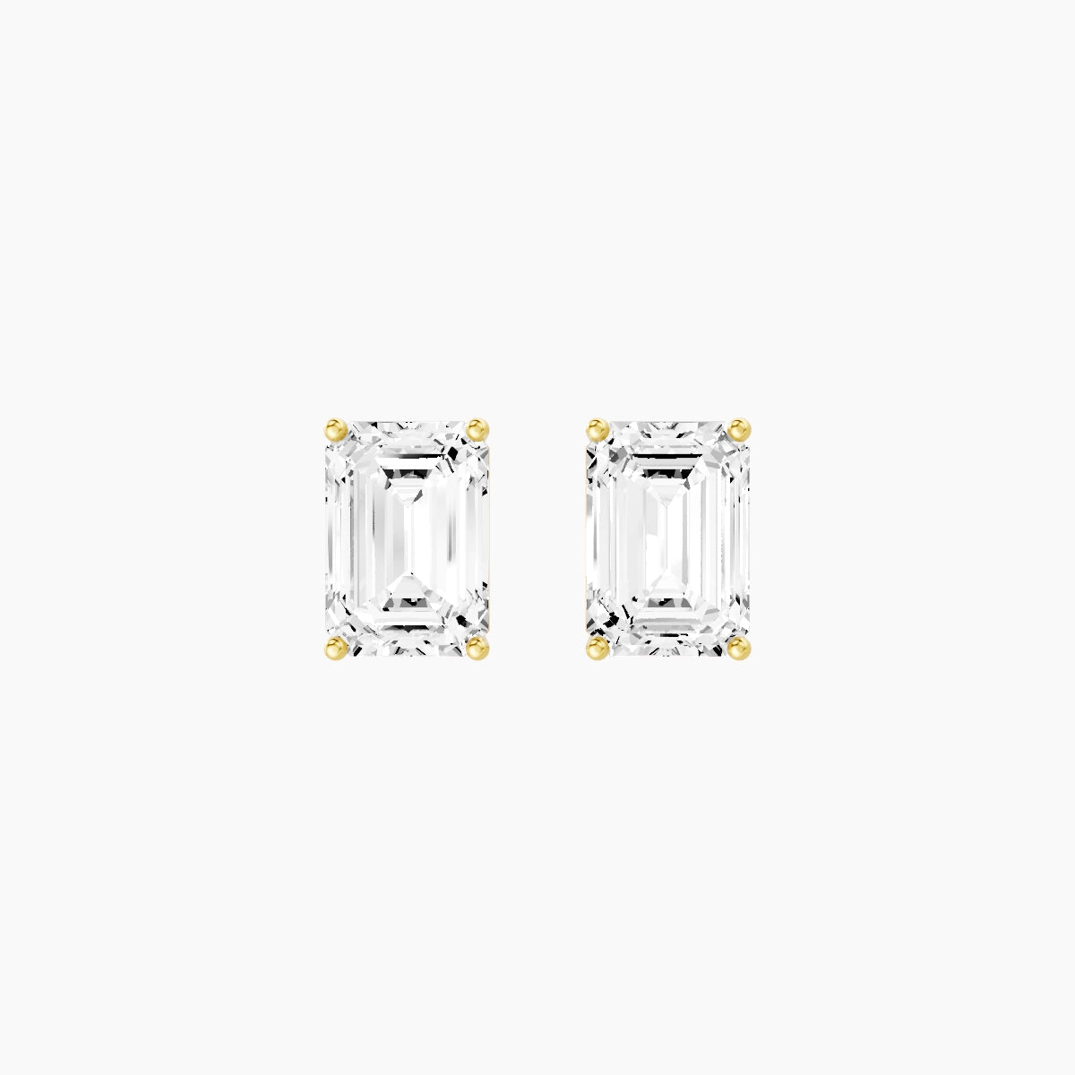 18k Yellow Gold 3ct Emerald White Lab Diamond Stud Earrings