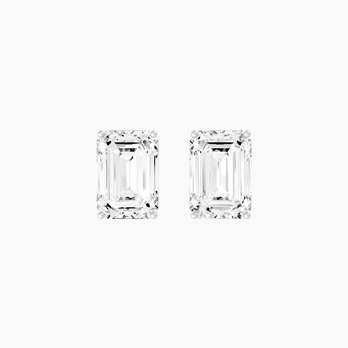 18k White Gold 5ct Emerald White Lab Diamond Stud Earrings