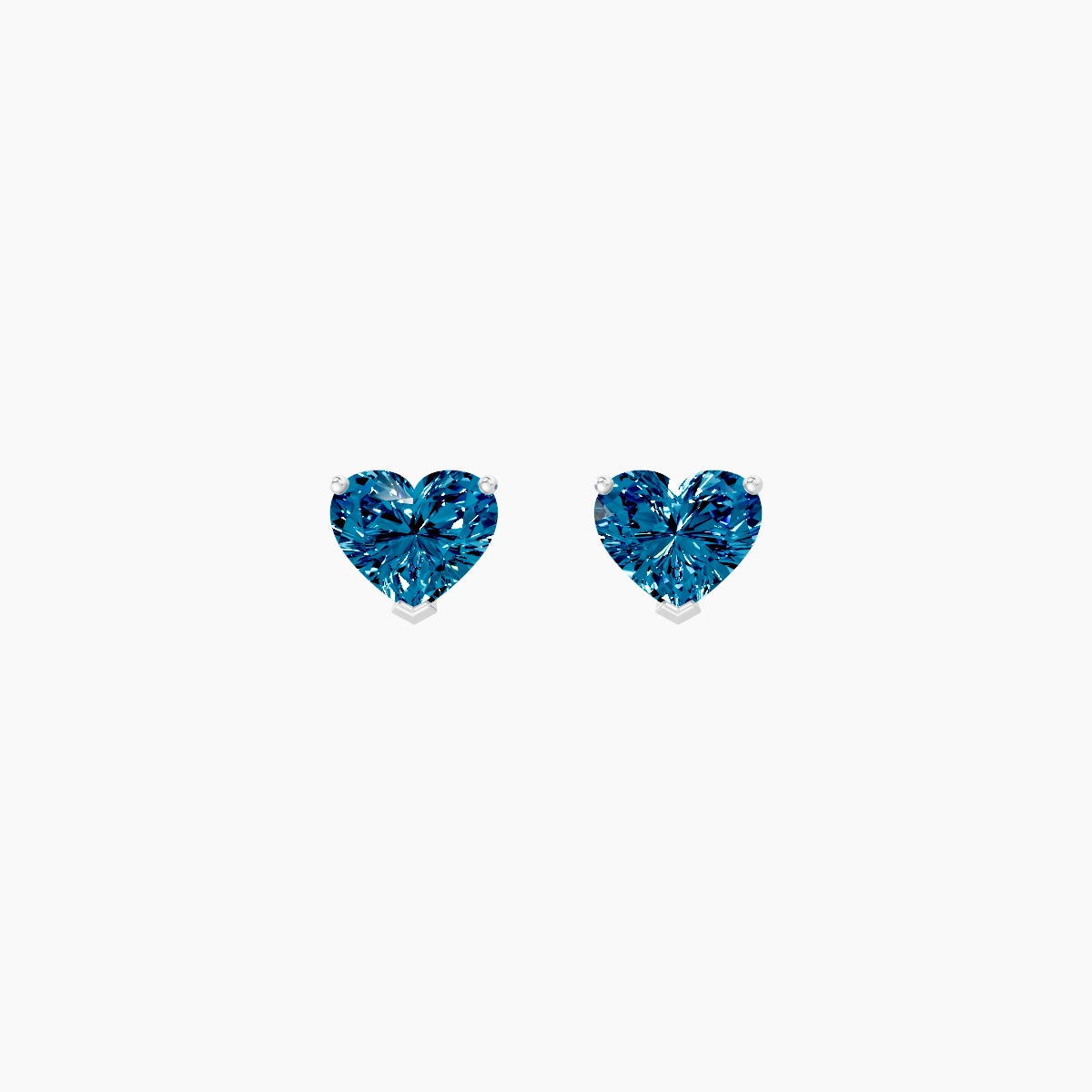 18k White Gold 1ct Heart Blue Lab Diamond Stud Earrings