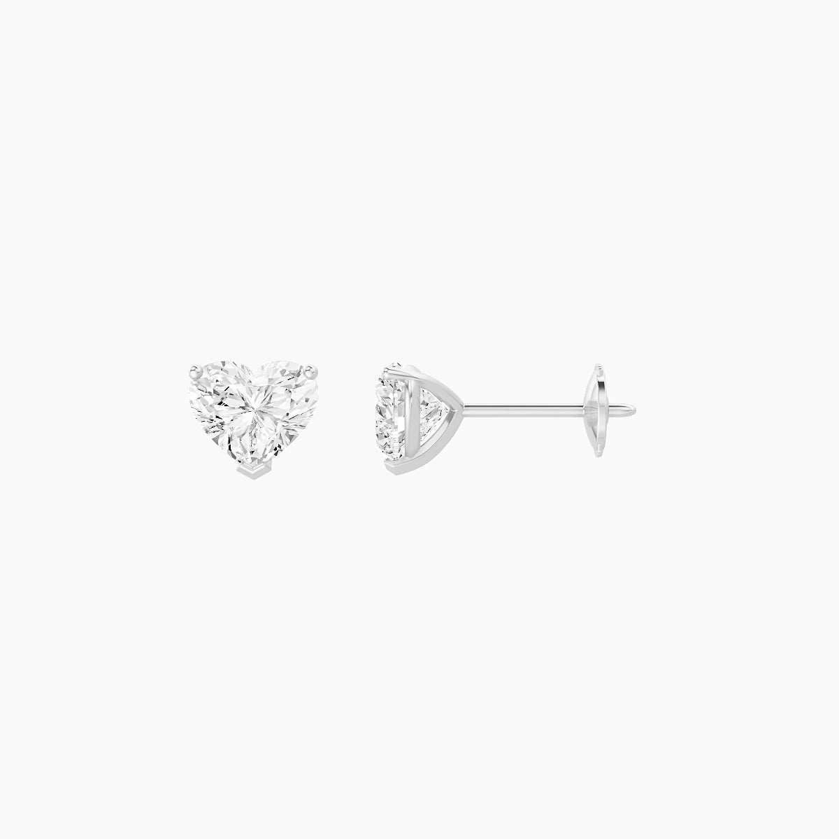 18k White Gold 1ct Heart White Lab Diamond Stud Earrings