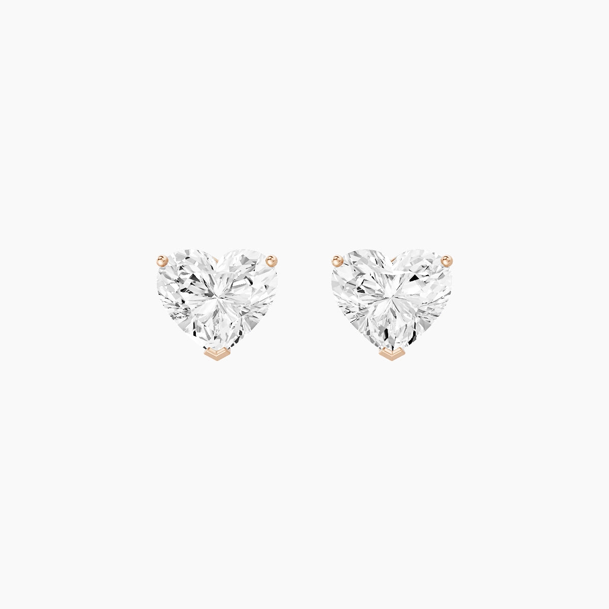 18k Rose Gold 2ct Heart White Lab Diamond Stud Earrings