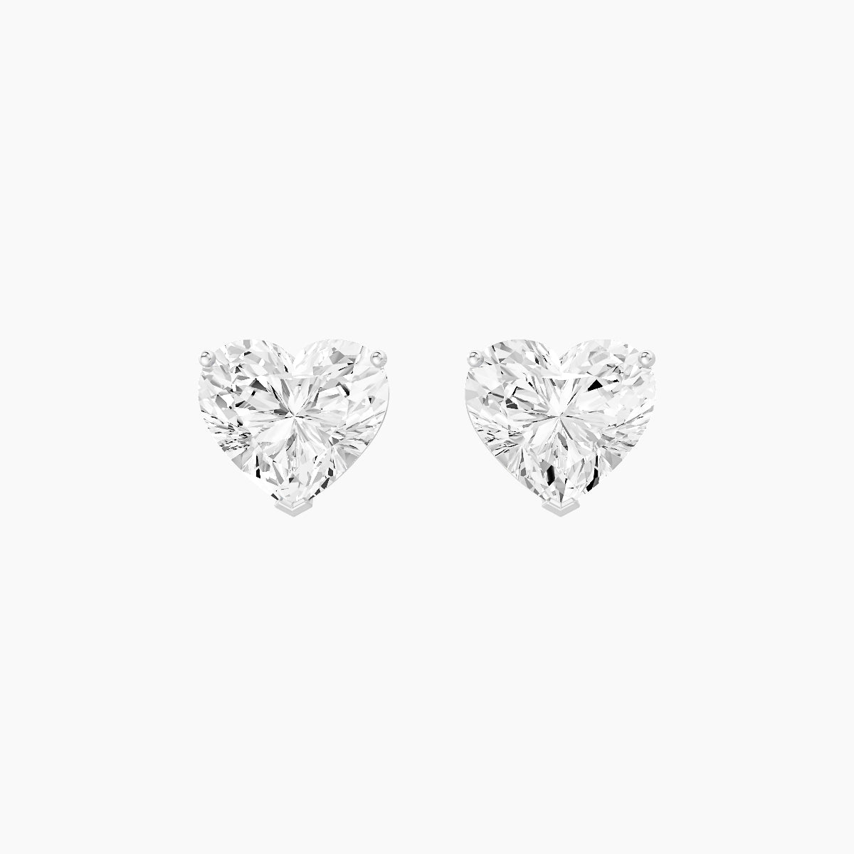 18k White Gold 3ct Heart White Lab Diamond Stud Earrings