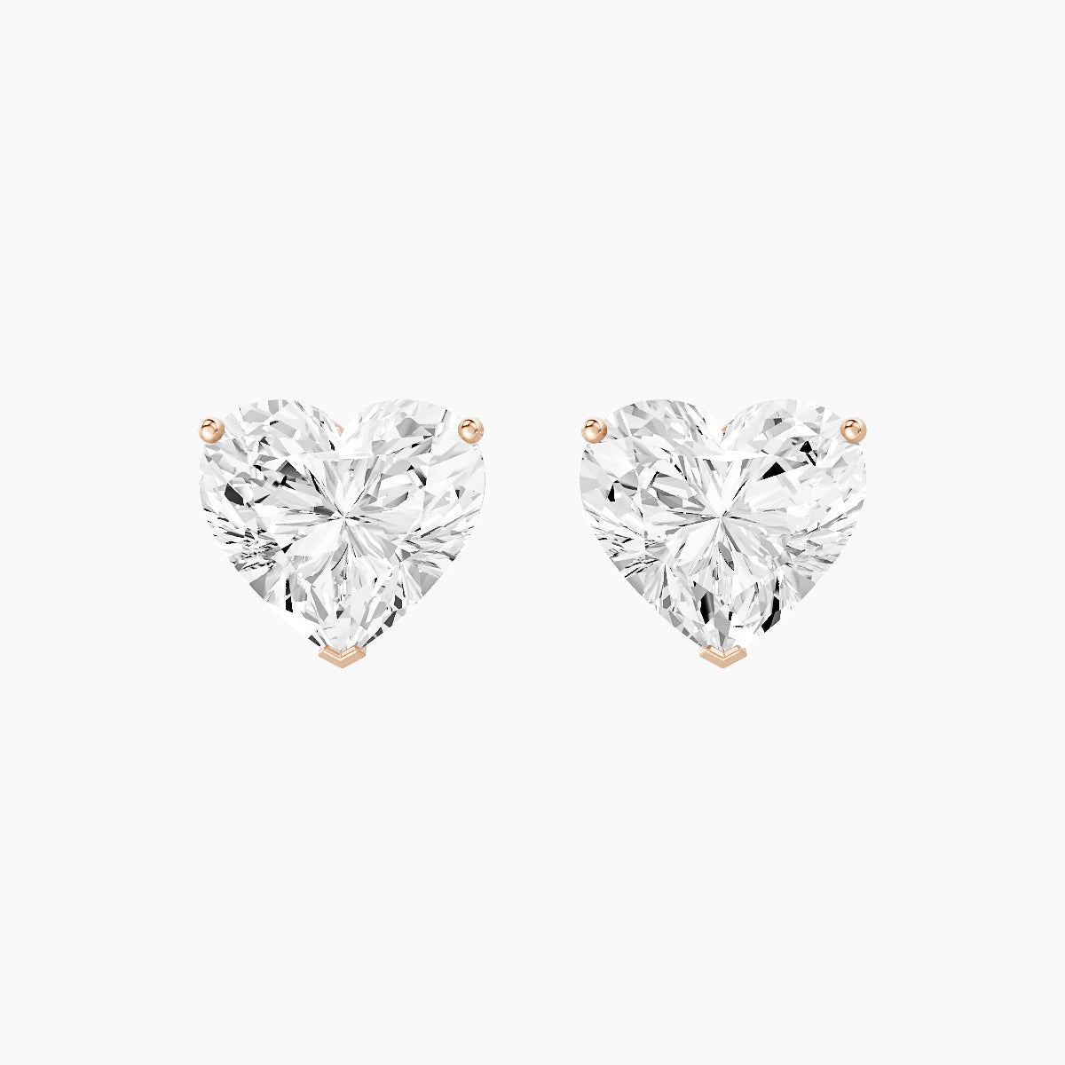 18k Rose Gold 5ct Heart White Lab Diamond Stud Earrings