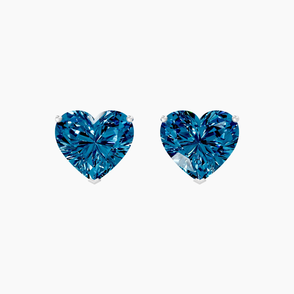 18k White Gold 5ct Heart Blue Lab Diamond Stud Earrings