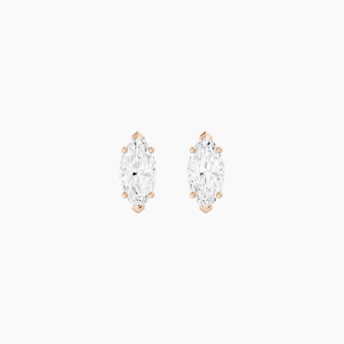 18k Rose Gold 1ct Marquise White Lab Diamond Stud Earrings