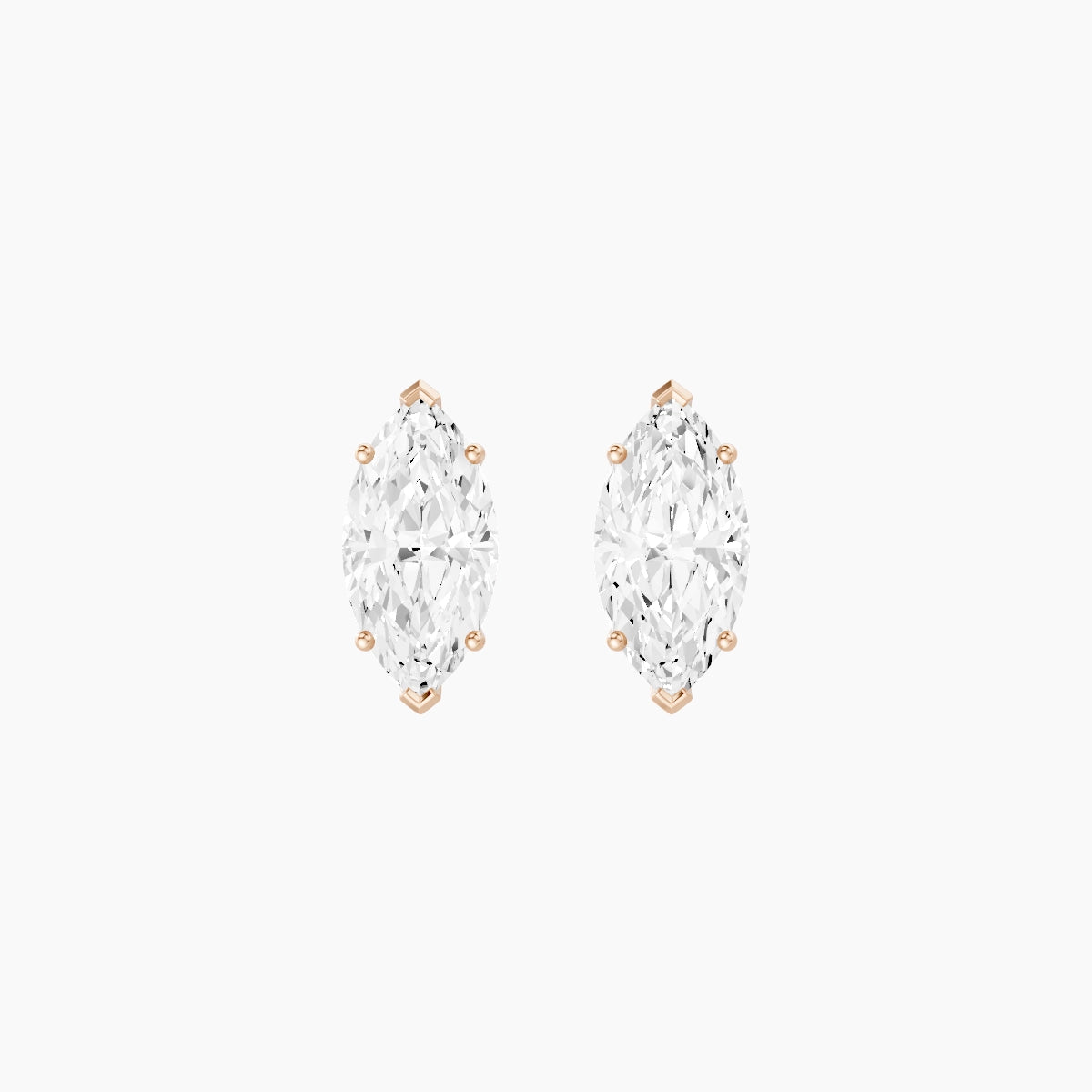 18k Rose Gold 2ct Marquise White Lab Diamond Stud Earrings