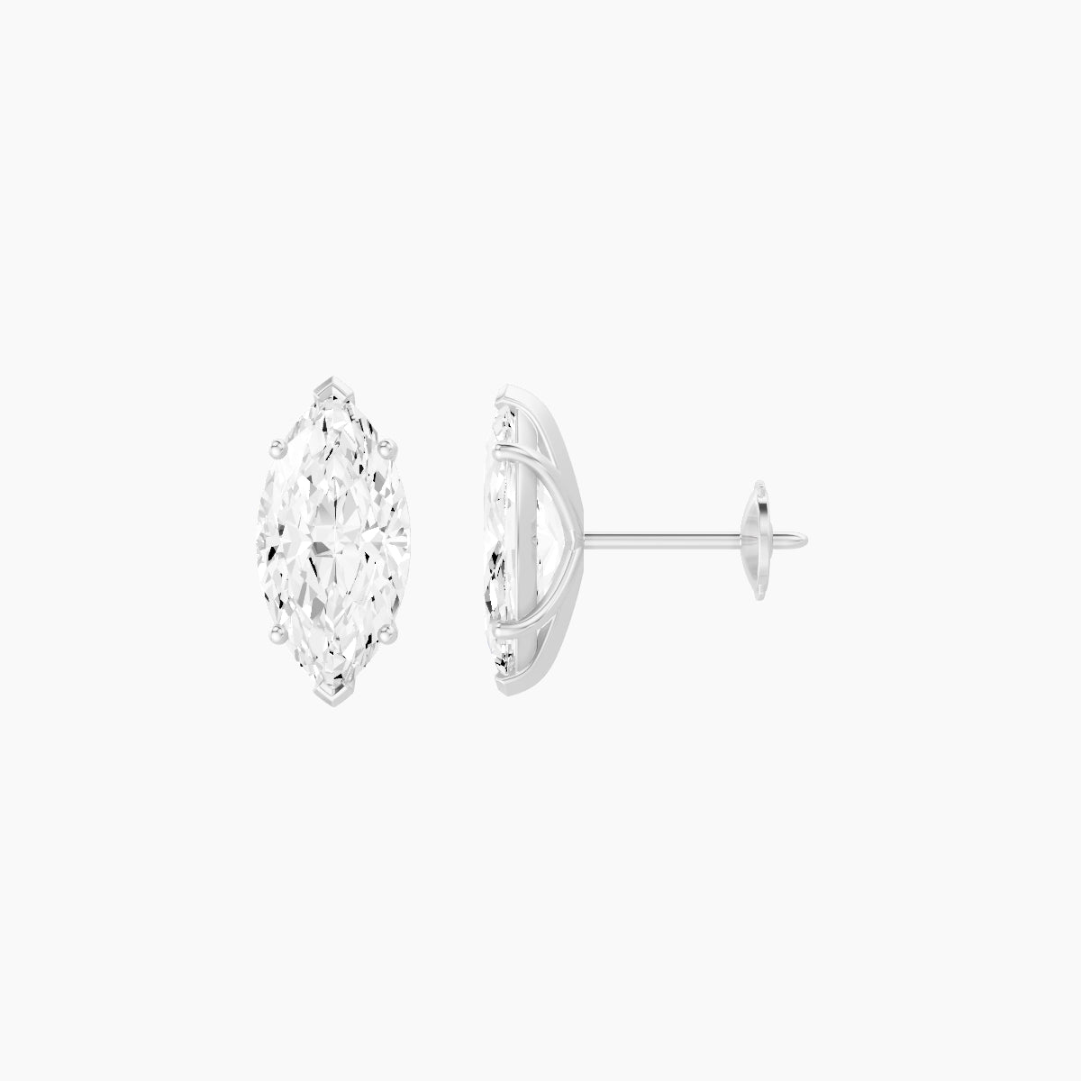 18k White Gold 2ct Marquise White Lab Diamond Stud Earrings