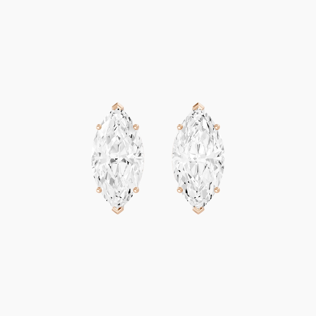 18k Rose Gold 3ct Marquise White Lab Diamond Stud Earrings