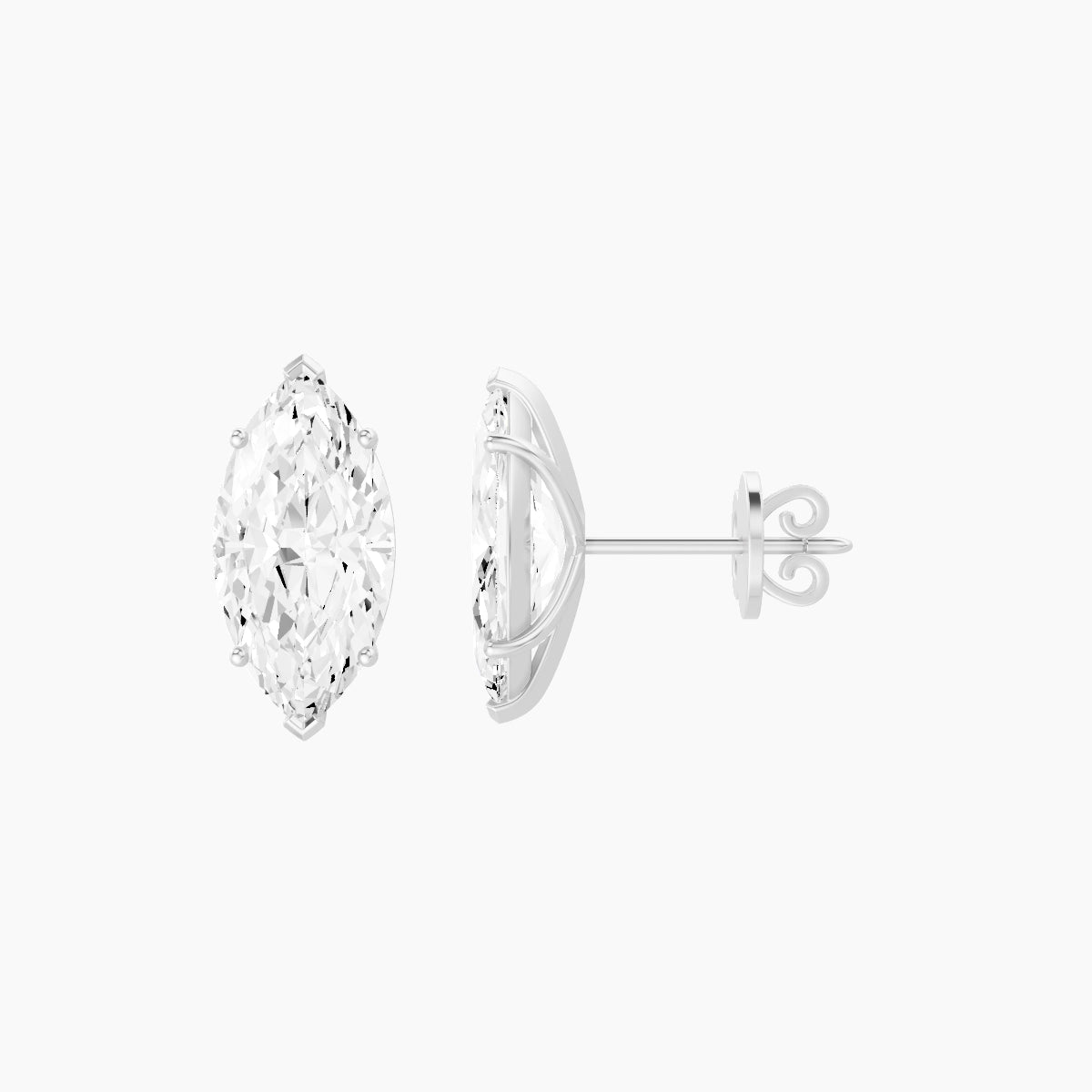 18k White Gold 3ct Marquise White Lab Diamond Stud Earrings