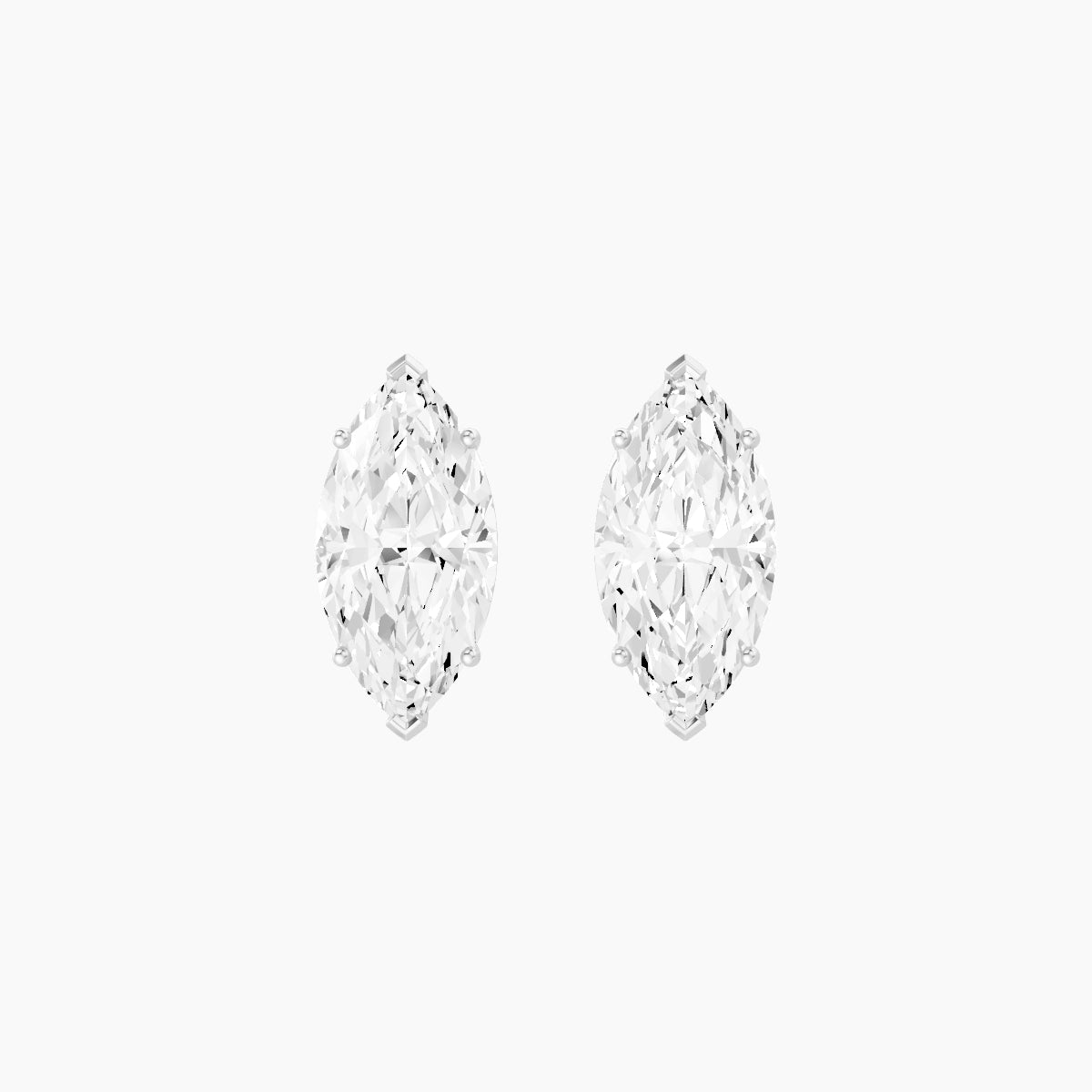 18k White Gold 3ct Marquise White Lab Diamond Stud Earrings