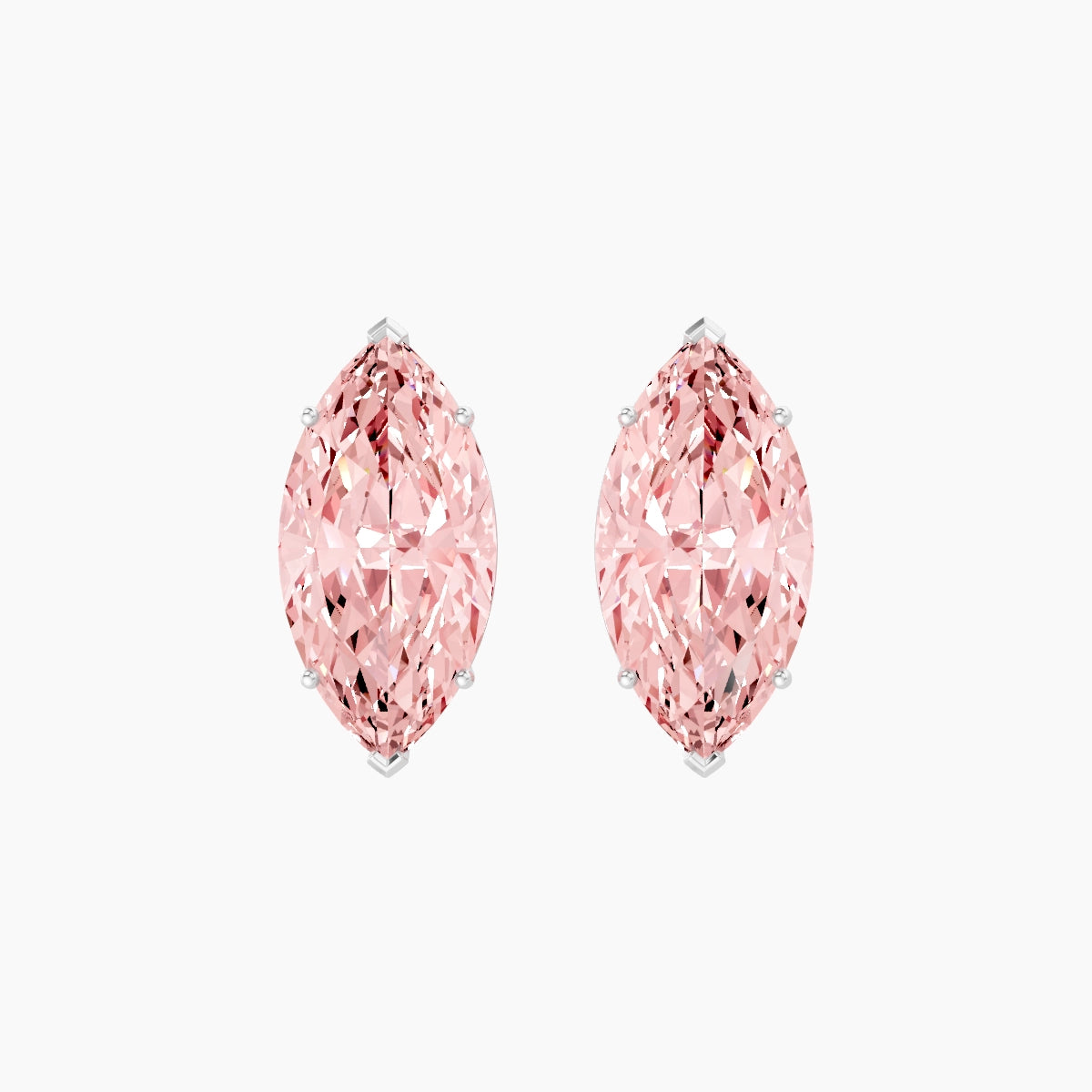 18k White Gold 5ct Marquise Pink Lab Diamond Stud Earrings