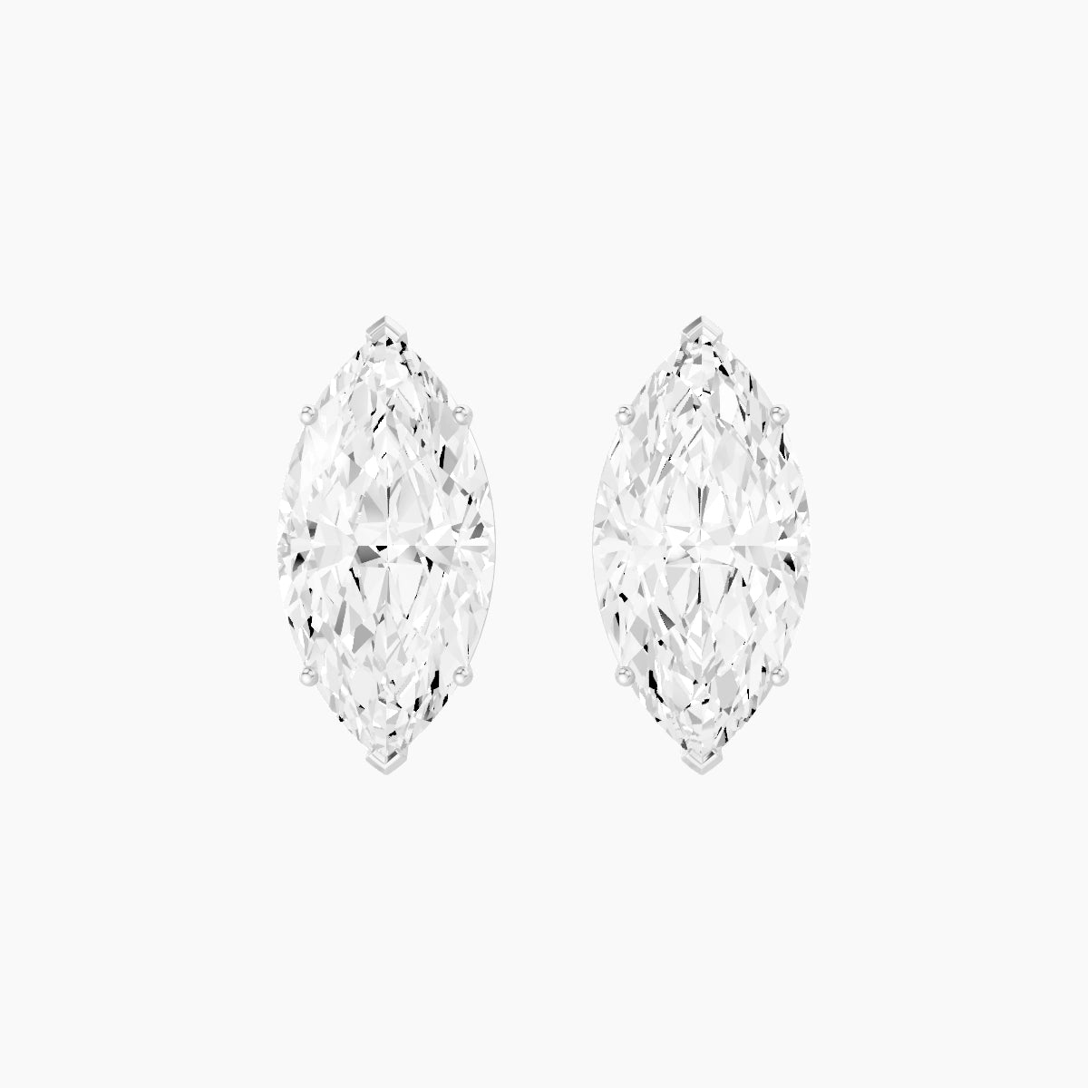 18k White Gold 5ct Marquise White Lab Diamond Stud Earrings