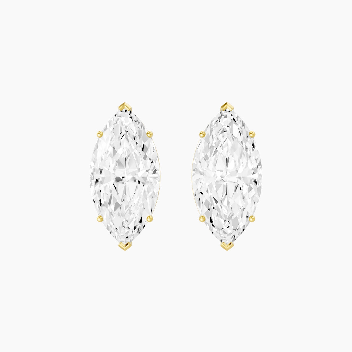 18k Yellow Gold 5ct Marquise White Lab Diamond Stud Earrings