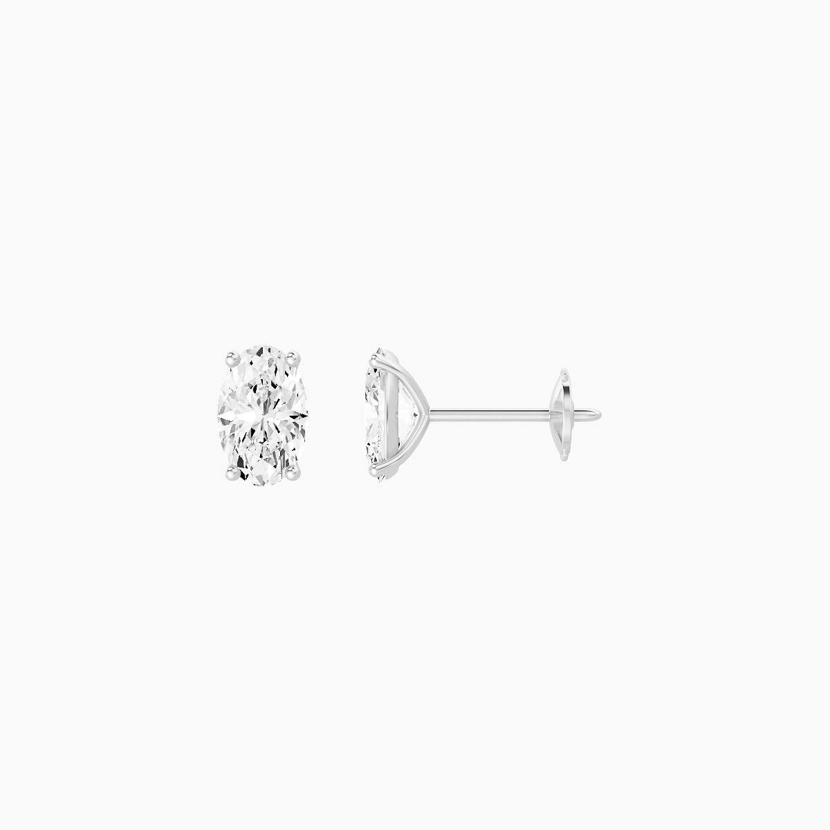 18k White Gold 1ct Oval White Lab Diamond Stud Earrings