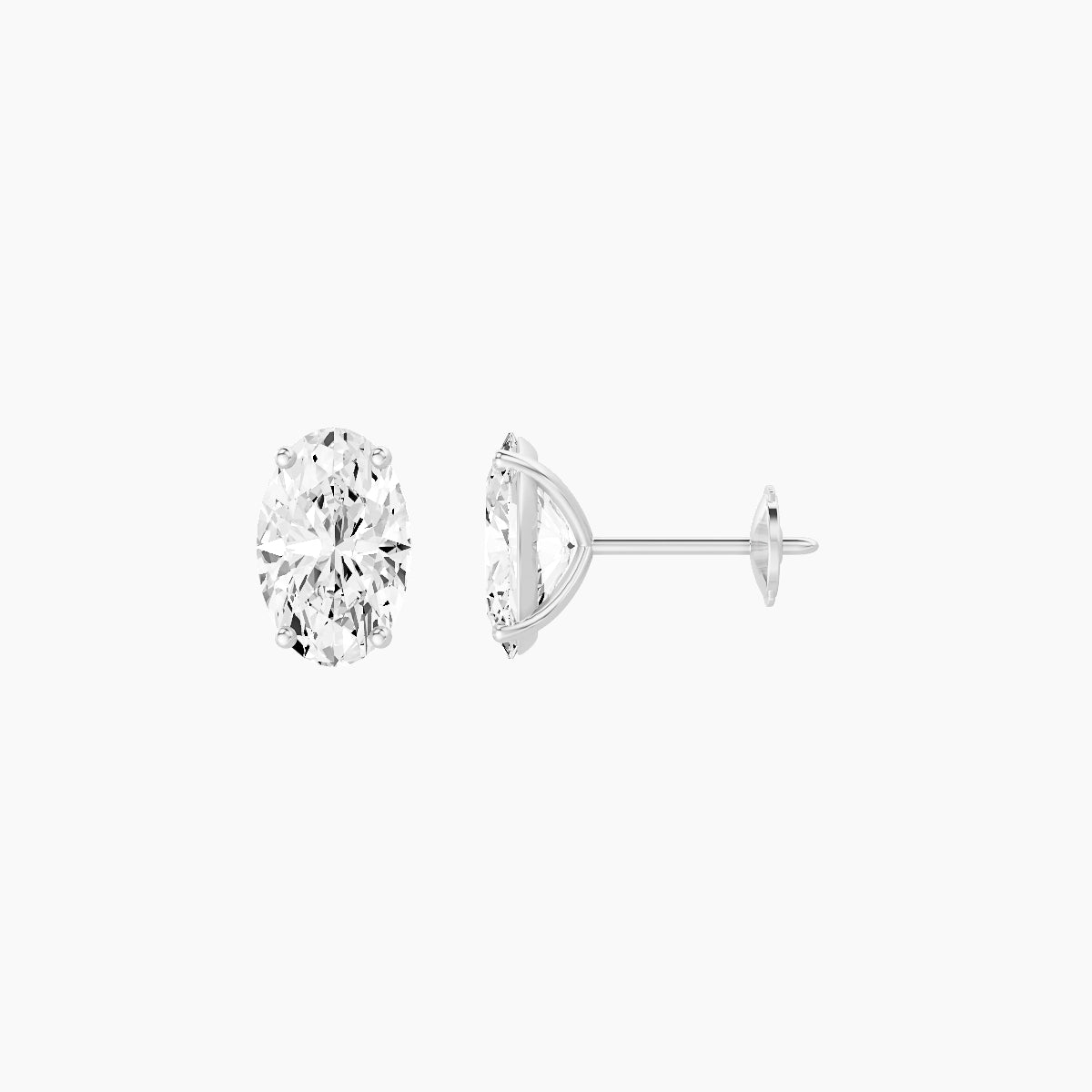 18k White Gold 2ct Oval White Lab Diamond Stud Earrings
