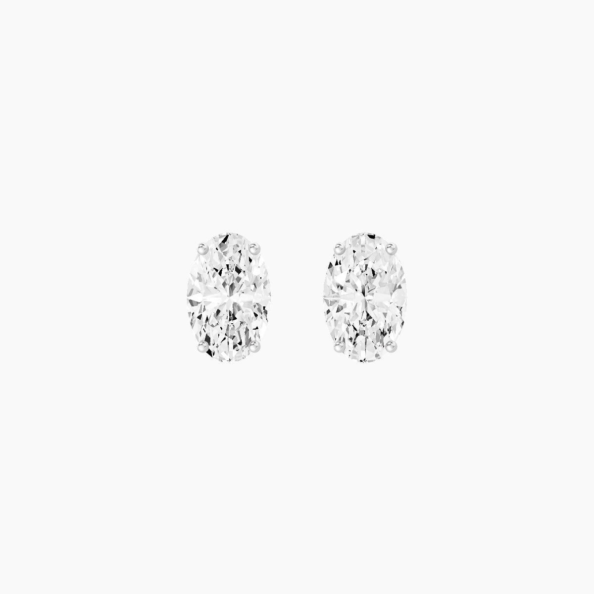 18k White Gold 2ct Oval White Lab Diamond Stud Earrings