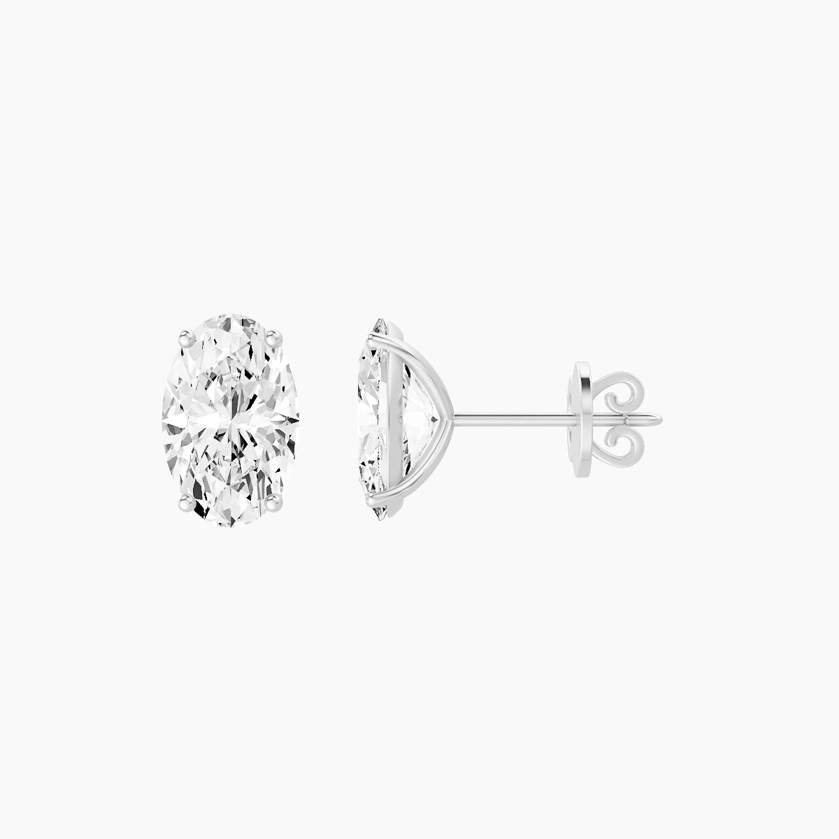 18k White Gold 3ct Oval White Lab Diamond Stud Earrings