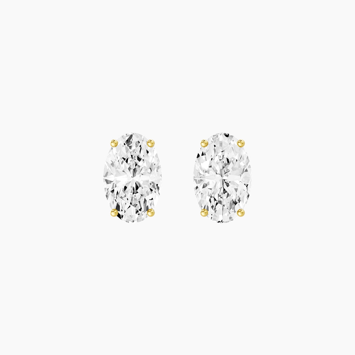 18k Yellow Gold 3ct Oval White Lab Diamond Stud Earrings