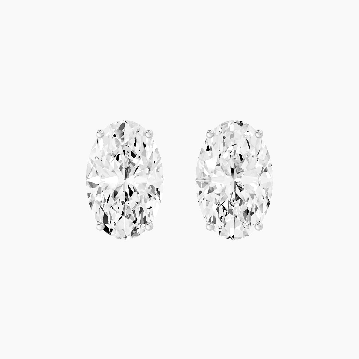 18k White Gold 5ct Oval White Lab Diamond Stud Earrings
