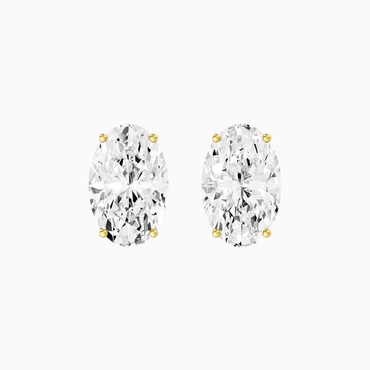 18k Yellow Gold 5ct Oval White Lab Diamond Stud Earrings