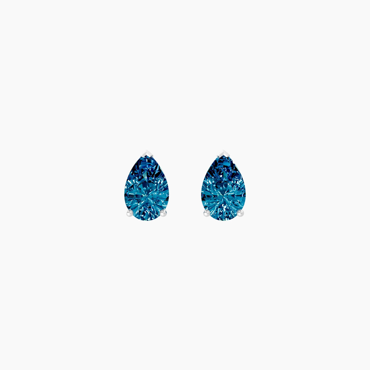 18k White Gold 1ct Pear Blue Lab Diamond Stud Earrings